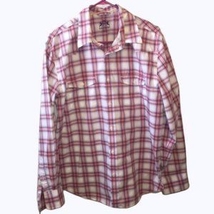 Express Shirt Red White Blue Plaid Long Sleeve Large